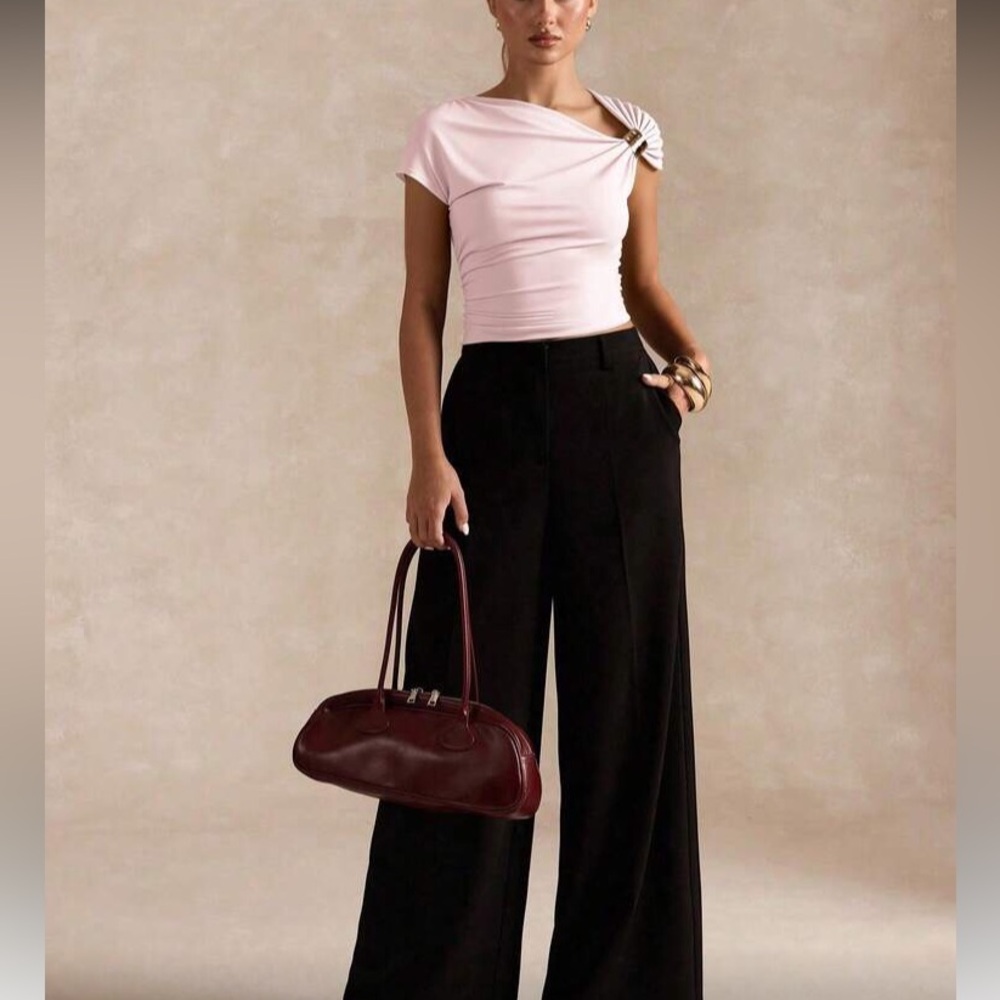 Pink One-Shoulder Ruched Women’s Top - Picture 5 of 6